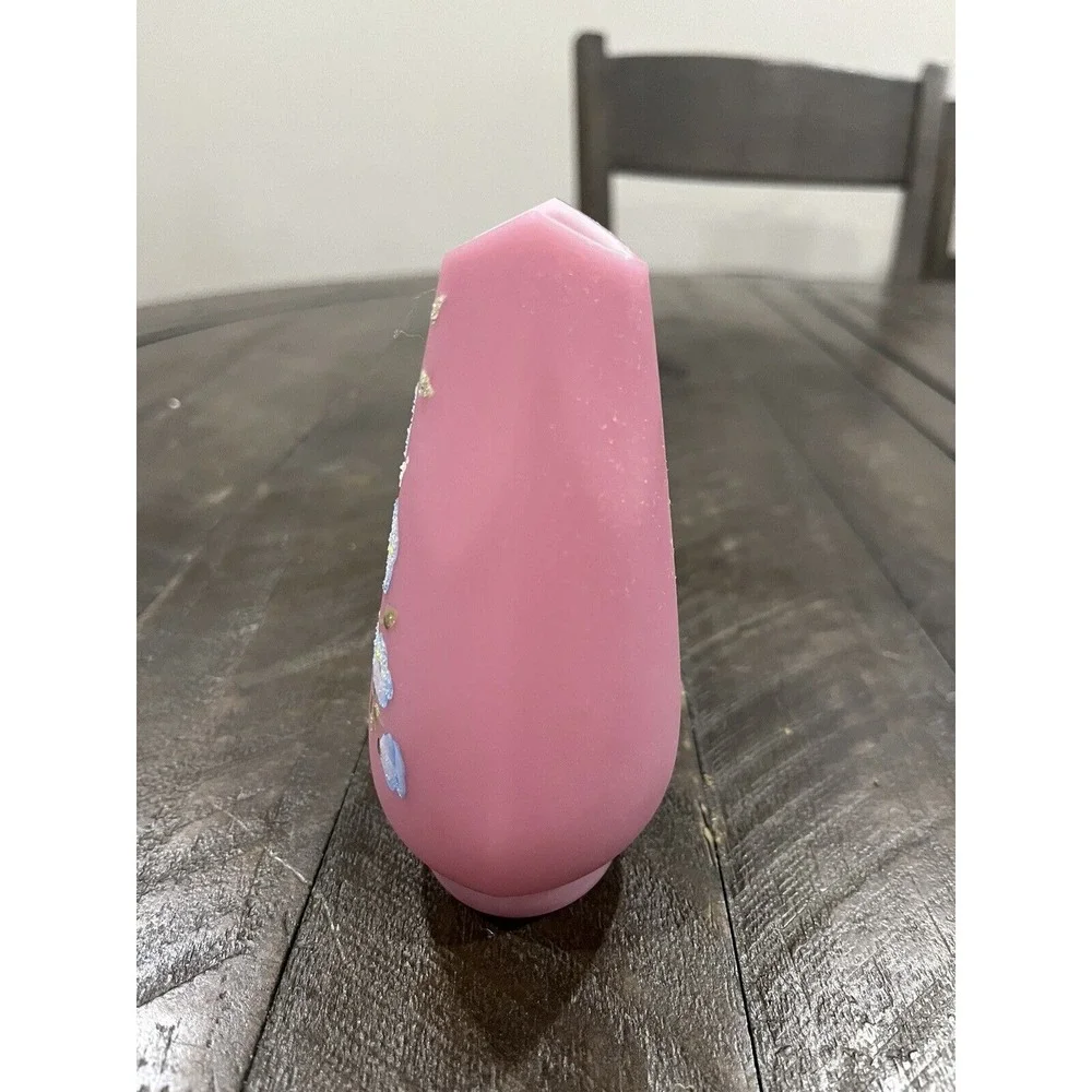 Fenton Rose Quartz Glass Vase Morning Glories‎ Decoration 1980's - 4.5